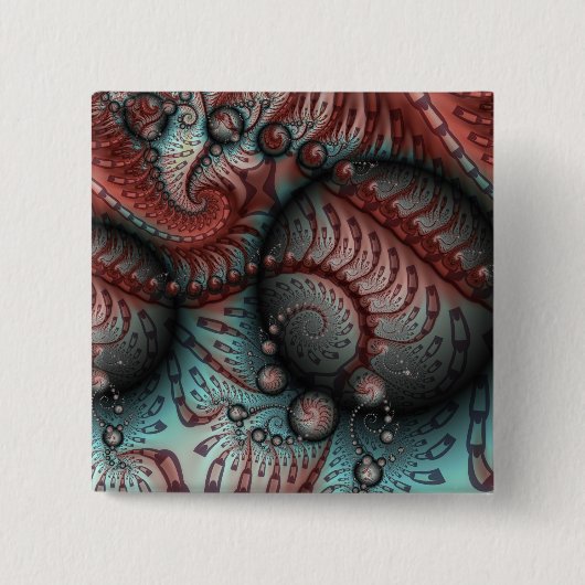 Abstracte Levensechte Fantasie Fractale Kunst Brui Vierkante Button 5,1 Cm (Voorkant)