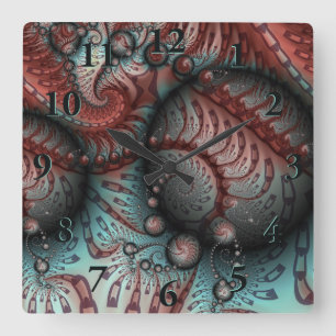 Abstracte Levensechte Fantasie Fractale Kunst Brui Vierkante Klok