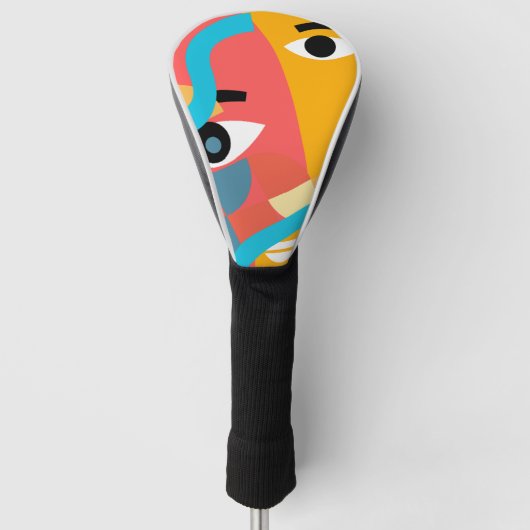 Abstracte Levensechte Gezichts Kunst Golfheadcover (Voorkant)