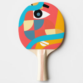 Abstracte Levensechte Gezichts Kunst Tafeltennisbatje