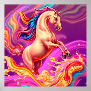 Abstracte Levenskleurige Paard Illustratie Poster