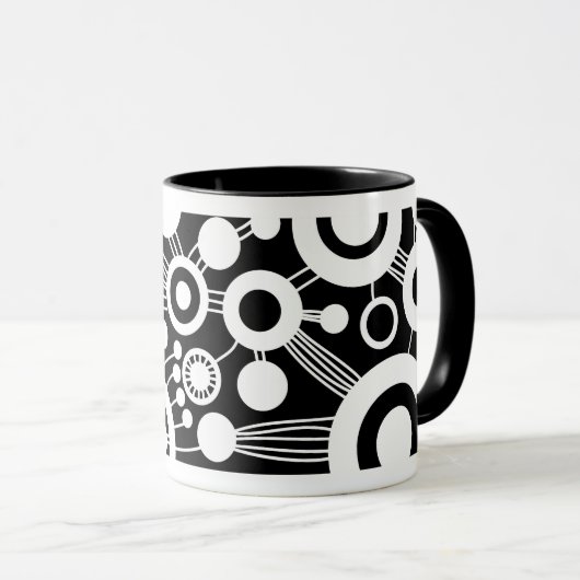 Abstracte levensstructuur - zwart-wit mok (Voorkant rechts)