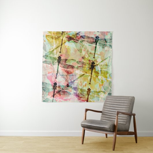 Abstracte libellen wandkleed (In situ)