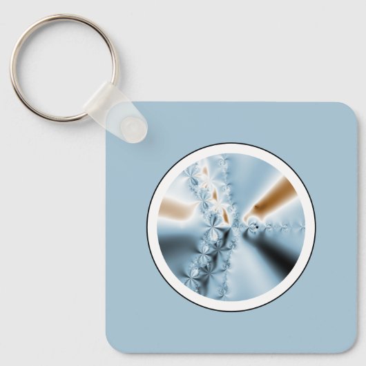 Abstracte lichtblauwe fractale Sleutelhanger (Voorkant)