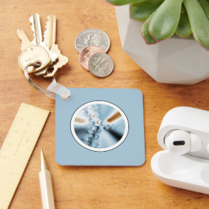 Abstracte lichtblauwe fractale Sleutelhanger