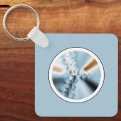 Abstracte lichtblauwe fractale Sleutelhanger (Voorkant)