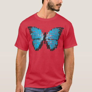 Abstracte lichte blauwe vlinder t-shirt