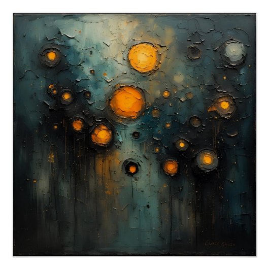 Abstracte lichten in het dark Ai art design Perfect Poster (Voorkant)