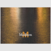 Abstracte lichten zee glanzend bronzen Monogram Tissuepapier (Voorkant)