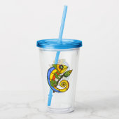 Abstracte lichtgekleurde hagedis glimlachen met le acryl drinkbeker (Achterkant)