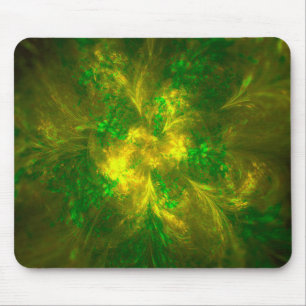 Abstracte lichtgele en groene bloempatronen muismat