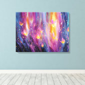 Abstracte lichtgevende bloemexplosie canvas afdruk (Insitu (Houten vloer))