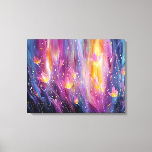 Abstracte lichtgevende bloemexplosie canvas afdruk (Voorkant)