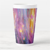 Abstracte lichtgevende bloemexplosie latte mok (Voorkant)
