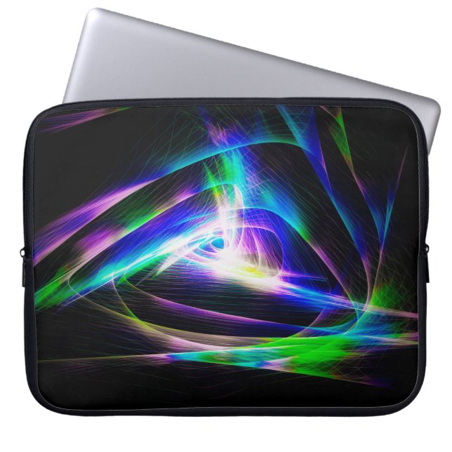 Abstracte lichtgolven en zwarte achtergrond-abstra laptop sleeve (Voorkant)