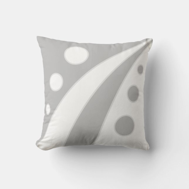 Abstracte lichtgrijze en witte golven met cirkels kussen (Voorkant)