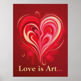 Abstracte liefde hart romantische kunst poster
