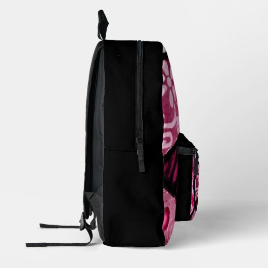 Abstracte Liefde Hart Roze Bloemen Polka Dots Zwar Bedrukte Rugzak (Links)