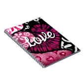 Abstracte Liefde Hart Roze Bloemen Polka Dots Zwar Notitieboek (Rechterzijde)