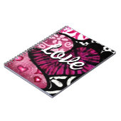 Abstracte Liefde Hart Roze Bloemen Polka Dots Zwar Notitieboek (Linkerzijde)