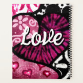 Abstracte Liefde Hart Roze Bloemen Polka Dots Zwar Planner (Achterkant)