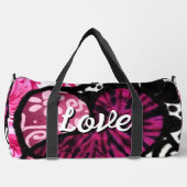 Abstracte Liefde Hart Roze Bloemen Polka Dots Zwar Plunjezak (Voorkant)