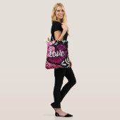 Abstracte Liefde Hart Roze Bloemen Polka Dots Zwar Tote Bag (Op model)