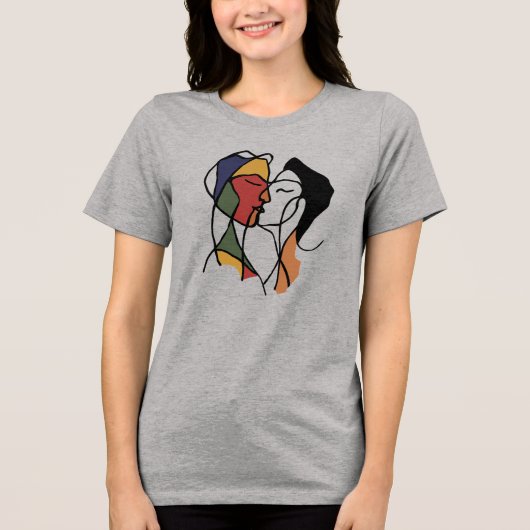 Abstracte liefde | Line Art Couple T-shirt (Voorkant)