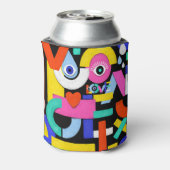 Abstracte liefde, ogen: kleurrijk patroon blikjeskoeler (Blikje Achterkant)