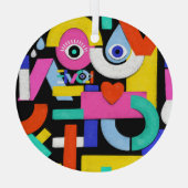 Abstracte liefde, ogen: kleurrijk patroon glas ornament (Achterkant)