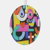 Abstracte liefde, ogen: kleurrijk patroon glas ornament (Voorkant Rechts)
