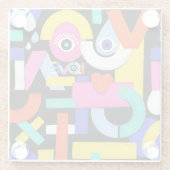 Abstracte liefde, ogen: kleurrijk patroon glazen onderzetter (Achterkant)