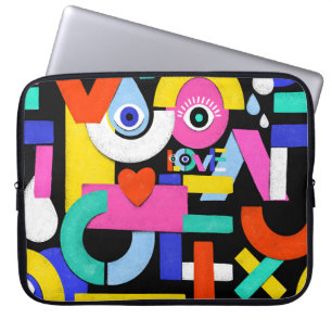 Abstracte liefde, ogen: kleurrijk patroon laptop sleeve