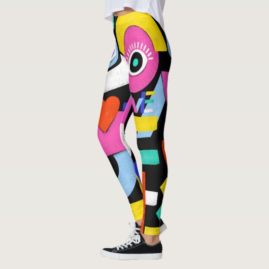 Abstracte liefde, ogen: kleurrijk patroon leggings (Links)