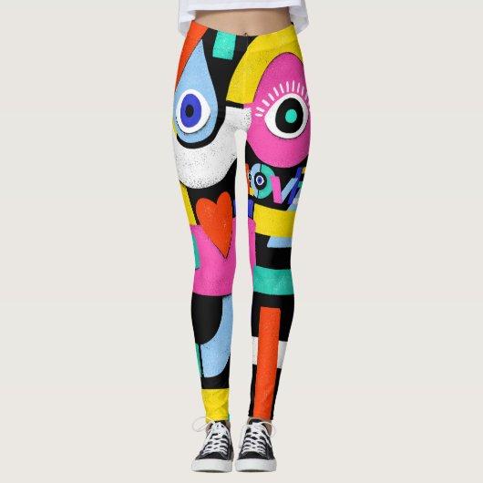 Abstracte liefde, ogen: kleurrijk patroon leggings (Voorkant)