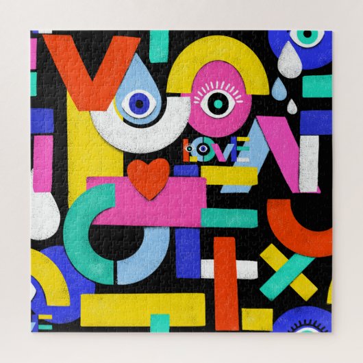 Abstracte liefde, ogen: kleurrijk patroon legpuzzel (Verticaal)