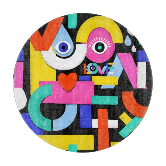 Abstracte liefde, ogen: kleurrijk patroon snijplank (Voorkant)