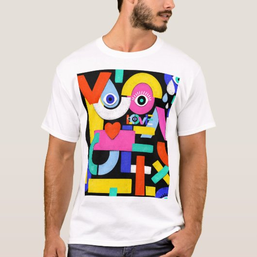 Abstracte liefde, ogen: kleurrijk patroon t-shirt (Voorkant)