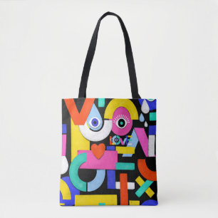 Abstracte liefde, ogen: kleurrijk patroon tote bag