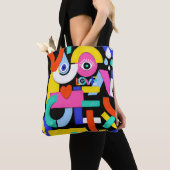 Abstracte liefde, ogen: kleurrijk patroon tote bag (Dichtbij)