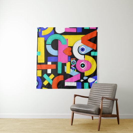 Abstracte liefde, ogen: kleurrijk patroon wandkleed (In Situ (horizontaal))