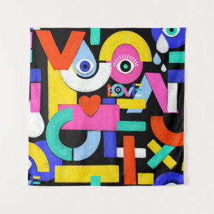 Abstracte liefde, ogen: kleurrijk patroon wandkleed
