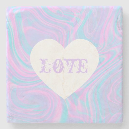 Abstracte liefde Valentijns Roze Wit Hartelijk kle Stenen Onderzetter (Voorkant)