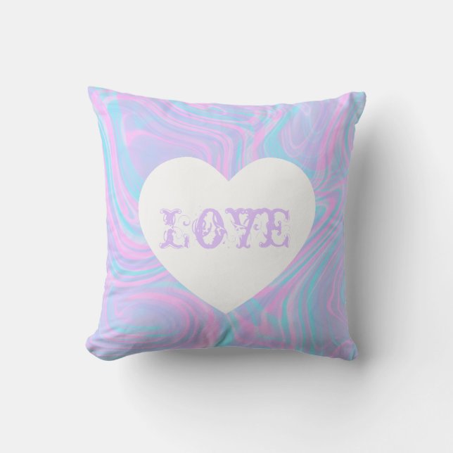 Abstracte liefde Valentijnshart Roze Witte Hart Kl Kussen (Voorkant)