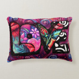 Abstracte Liefde Woord Graffiti Valentijn Bloemen  Accent Kussen