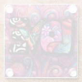 Abstracte Liefde Woord Graffiti Valentijn Bloemen Glazen Onderzetter (Achterkant)