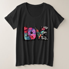 Abstracte Liefde Woord Graffiti Valentijn Bloemen  Grote Maat T-shirt