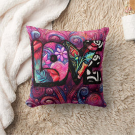 Abstracte Liefde Woord Graffiti Valentijn Bloemen  Kussen