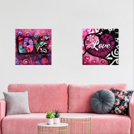 Abstracte Liefde Woord Graffiti Valentijn Bloemen  Muurkunst Sets