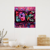 Abstracte Liefde Woord Graffiti Valentijn Bloemen Poster (Keuken)